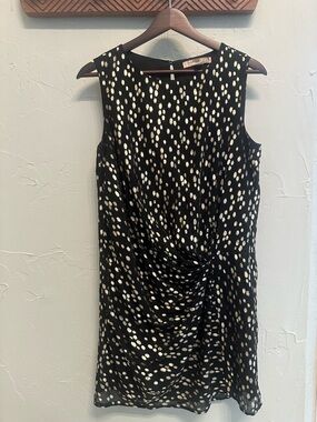 Forever 21 Black Mini Dress with Cream Dot Print and Twist Detail